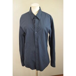 Teddy Stratford Zip Fit Shirt Size 4 Large Navy Blue Athletic Long Sleeve Mens
